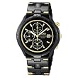 Seiko #SNA283 Men's Alarm Chronograph Black Ion Watch