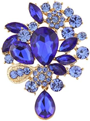 Popuar Marquise Blue Rhinestone Crystal Brooch Large Brooches Bridal Wedding