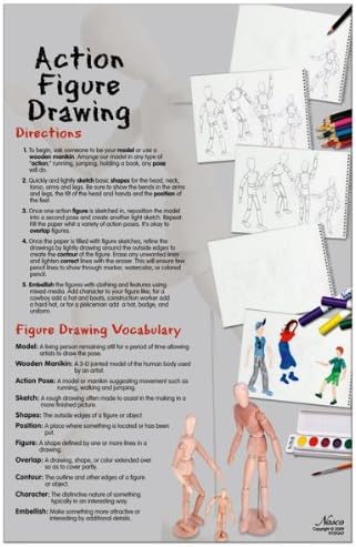 Nasco 9729247 Manikin TearPad, Action Figure Drawing, 50 Sheets, 11" x 17", Paper