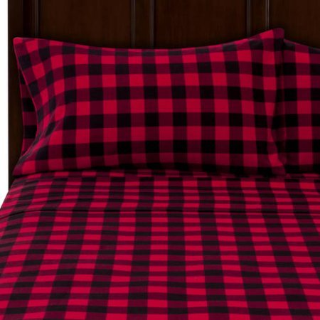 Mainstays Flannel Bedding Sheet King Set, Red Plaid Mainstays Flannel Bedding Sheet King Set, Red Plaid