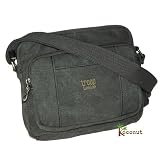 TROOP 107 CANVAS MESSENGER SHOULDER BAG, BLACK