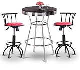 Chrome Bar Table & 2 Black Adjustable 24"-29" Glitter Pink Vinyl Seat Barst ....