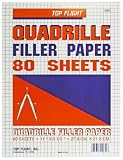 Top Flight Filler Paper, Quadrille Rule, 11 x 8.5 Inches, 80 Sheets (12650)
