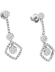 14K White Gold 0.75CT White Diamond Flower Earrings