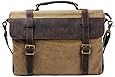 S ZONE Vintage Canvas Leather Messenger Traveling Briefcase Shoulder Laptop Bag
