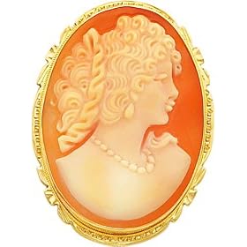14K Yellow Gold Shell Cameo Pin Pendant Jewelry New |D by FindingKing