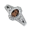 14K White Gold Smoky Quartz and Diamond Ring