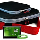 Acer Iconia Tab 10.1 - Inch Tablet Cover Hard Cube Case with Shoulder Strap and Attached Pocket ( BLACK - RED )
