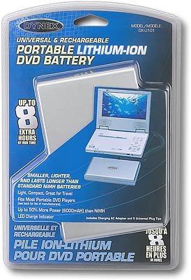 Dynex DX-LI101 Universal External Rechargeable Lithium-Ion Battery for Portable DVD Players