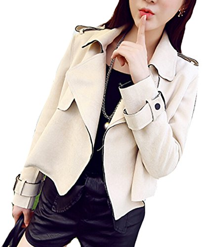 秋冬物 レディース スエード ショート 長袖 ヤング ジャケット スリム カジュアル アウター コート 羽織 ブルゾン 全2色 オリジナルアクセサリー付属 EVM0332