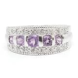 2.1ct Genuine Natural Amethyst Gemstone and Diamond 10k White Gold Ring