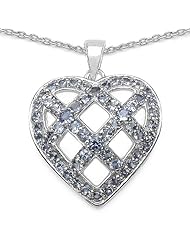 1.36 Carat Genuine Tanzanite Heart Sterling Silver Pendant