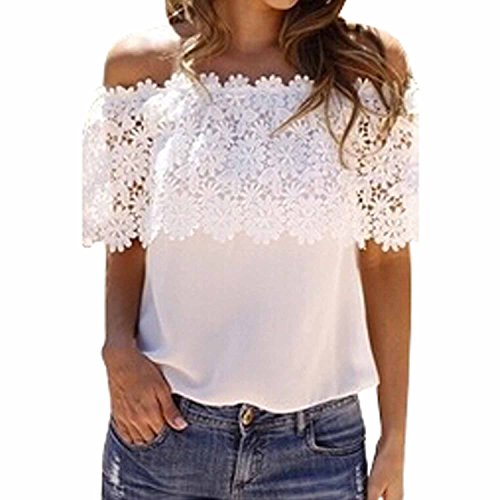 SUNNOW Womens Halter Backless Cross Straps Loose Off Shoulder Shirt Blouse Top
