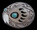 Bear Paw-Enamled Belt Buckle