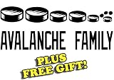 8.5" x 3.5" Avalanche Hockey Family Vinyl Sticker Decal [Die-cut, White] + with Free Hockey Pencil