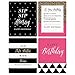 Chic Happy Birthday - Pink, Black and Gold - Birthday Gift For Women - Wine Bottle Label Stickers - Set of 4