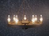 Rustic Lodge Large 7 Light Wagon Wheel Chandelier