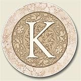 AutoCoaster ~ Monogram initial K ~ Tile Drink Coaster for car cupholder - code 578