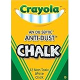 Crayola Nontoxic Anti-Dust Chalk, White, 12 Sticks/Box (50-1402)