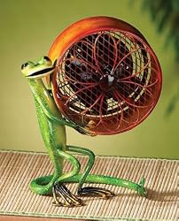 9.5" Hand Sculpted Gecko Lizard Mini Table Top Figure Fan