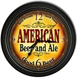 American 's Beer and Ale Black Cascading Pub Style Wall Clock