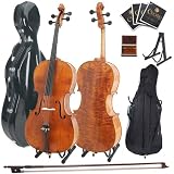 Cecilio CCO-600 4/4 (Full Size) Oil Finish Highly Flamed Solid Wood Cello Outfit