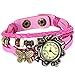 JewelryWe 5PSC New Women Wristwatch Butterfly Quartz Vintage Weave Wrap Leather Strap Girl Lady Bracelet Watch