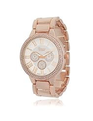 Brinley Co. Womens Stainless Steel Cubic Zirconia Link Watch