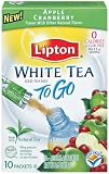 Lipton White Tea Iced Tea Mix To-Go, Apple Cranberry,  10-Count Boxes (Pack of 12)
