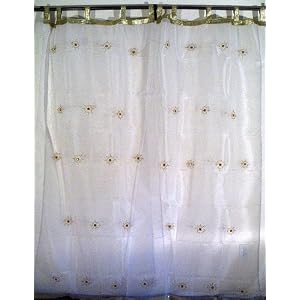 Buy 2 White Mirror Indian Sari Tab Curtains Sheers Panels now!