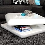 Couchtisch SHIFT, Hochglanz Weiß, Drehfunktion, 80x80cm