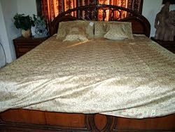 Indian Bedding-7p Ivory Floral Sari India Bedding Bedspread Duvet King/ Queen.