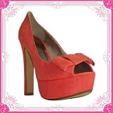Women's Qupid Coral Suede High Heel Peep Toe Pumps (Drama90)