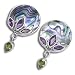 Sterling silver Paua Shell w/ Amethyst and Peridot Accent Clip-on Earrings by Sajen