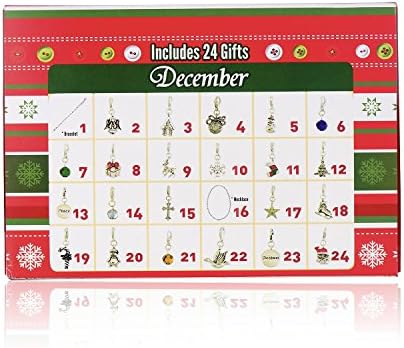 Christmas Advent Calendar Charm Necklace Bracelet Jewelry Set (4)