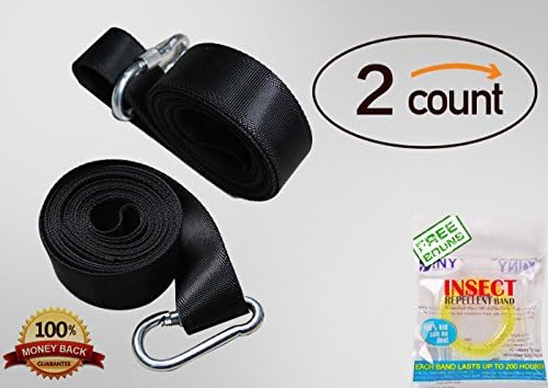 Swing Hanging Strap Kit[Heavy Duty Hooks] By UUAT Tree Swings&amp;Hammock Accessories-40 Inch Strap with Safer Lock Snap Carabiner Hook+Carry Pouch- Holds Up 1000+ Lbs[100% Waterproof]2,40''(Swing Strap)