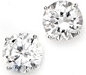 STERLING SILVER 9MM ROUND CLEAR CZ STUD EARRINGS