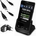 xubix USB Dock f�r Samsung Galaxy S2 SII S 2 II i9100 GT-i9100 Dockingstation / Tischladestation / Tischlader + 2x USB Datenkabel + USB Ladeger�t Netzteil