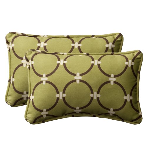 Pillow Perfect Decorative Green/Brown Geometric Toss Pillows Rectangle, 2-Pack