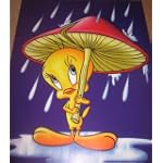 Tweety pie with toadstool umbrella poster