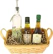 Walnut oil and Walnut vinegar with Glass painted cruet gift basket set