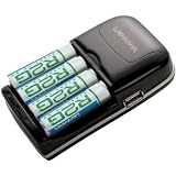Lenmar R2G802U R2G 2 Hour Charger Includes USB Output and Alarm Clock with 4 R2G 2150mAh NI-MH for AA/AAA Batteries