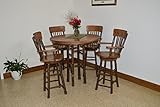 Rustic Hickory & Oak 42" Bar Table with 4 Swivel Stools *Natural Finish* Amish Made USA