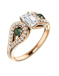 10K Rose Gold Emerald Cut Diamond and Genuine Alexandrite Ring -- LIFETIME WARRANTY