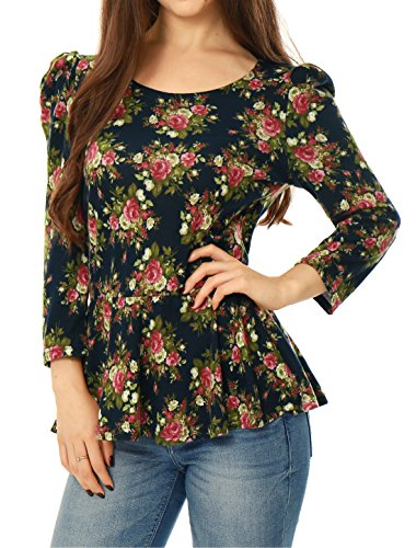 Allegra K Woman Printed Tunic Peplum Top
