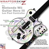 Neon Swoosh on White Skin by WraptorSkinz TM fits Nintendo Wii Guitar Hero III (3) Les Paul Controller (GUITAR NOT INCLUDED)