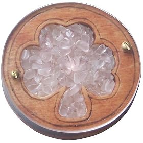 Magic Unique Gemstone and Wooden Amulet Rose Quartz Love Talisman Clover Magnet