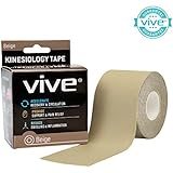 Kinesiology Tape by VIVE | 2 in. x 16.5 ft. | Sweat Proof Technology for Sports, Knee, Ankle, Shoulder, Wrist and More - VIVE Guarantee (Beige)