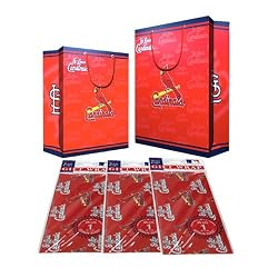 Saint Louis Cardinals MLB Gift Bags (2 Large,1 Medium) & Flat Gift Wrap (2) Combo Pack #1 by Pro Specialties Group
