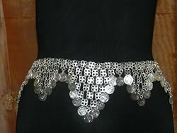 Belly Dancer Gypsy Hippie Silver Metal Dangling Coin Belt